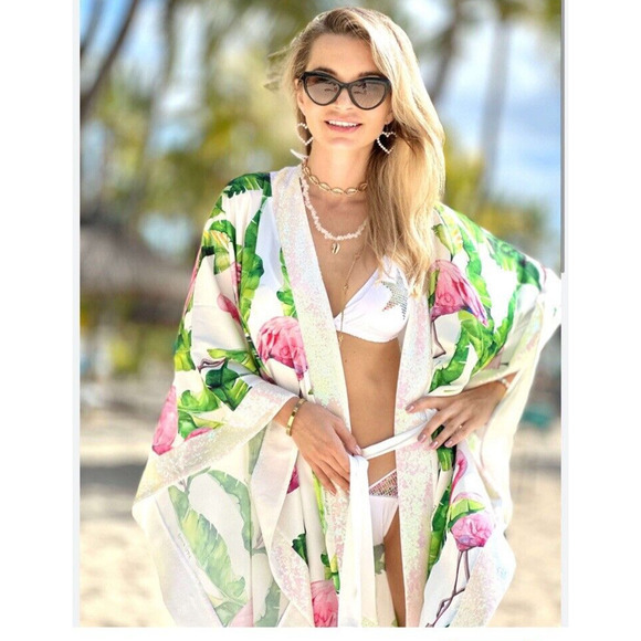 Pretty Persuasions Tulip Multicolor Art to Wear Artsy Boho‎ Scarf Wrap Cover NWT - Picture 2 of 7